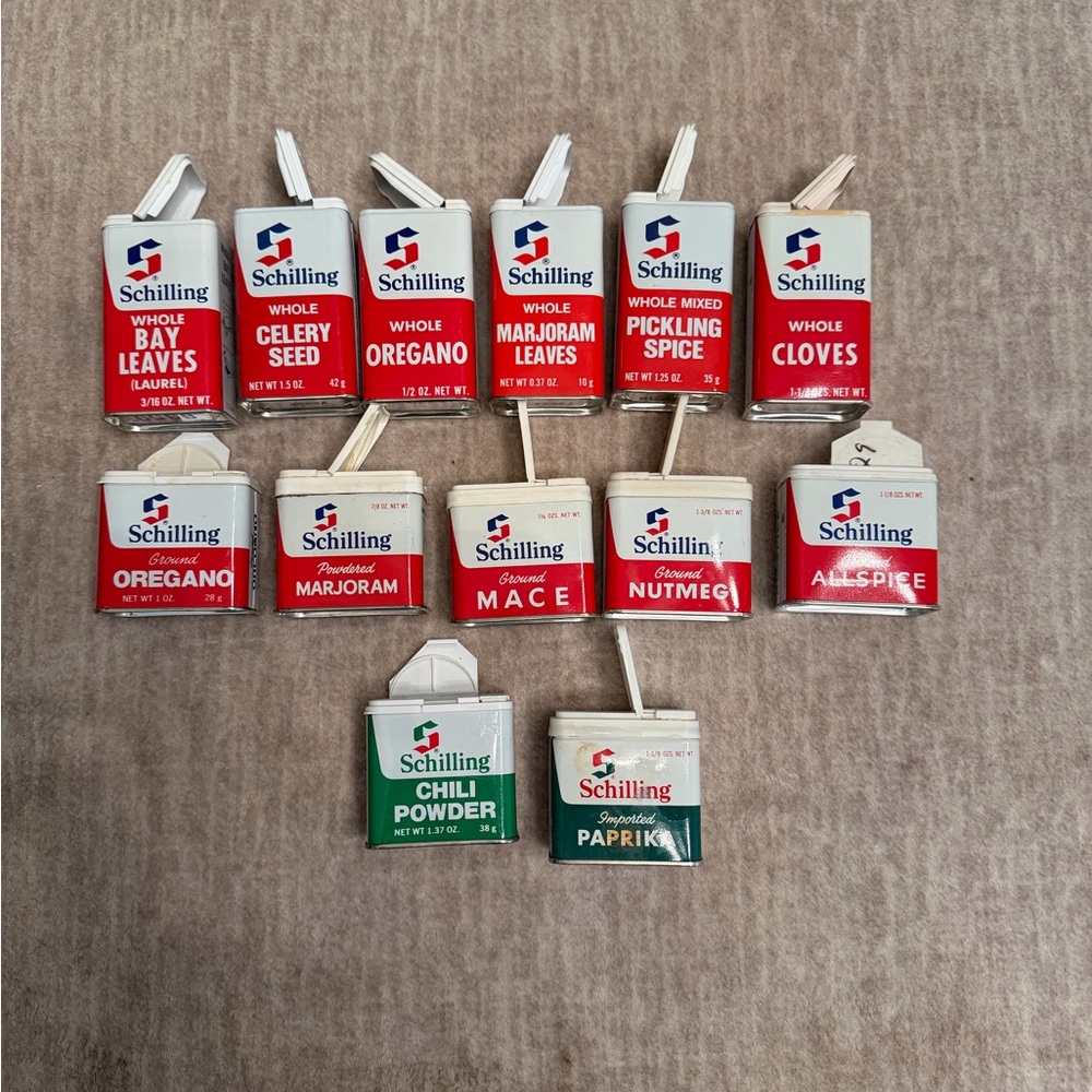 VTG Schilling Spice Tin Collection- Lot of 13